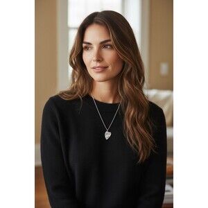 Indio Jewelry Silver Heart Charm on Silver Stainless Steel Necklace Chain #7071